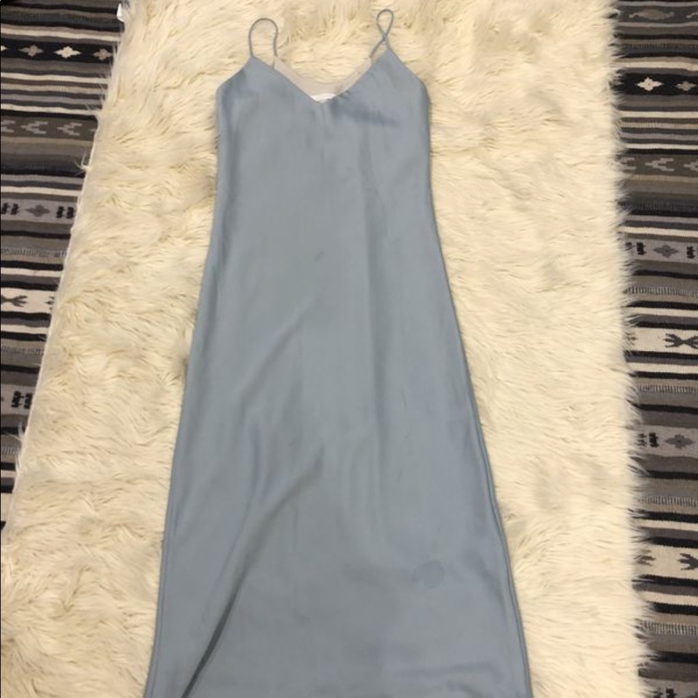 Blue great silk slip dress
